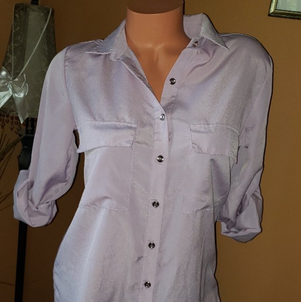 Mauve Purple button down Top shirt M